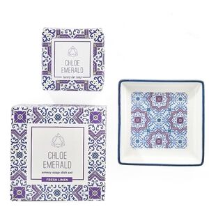 Emerald Purple and Blue Soap Dish Set